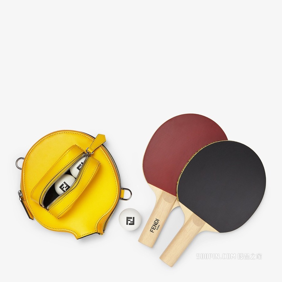 乒乓球拍包 黄色皮革乒乓球套装