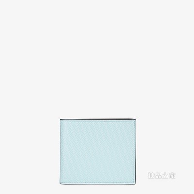 皮夹 浅蓝色皮革双折钱包