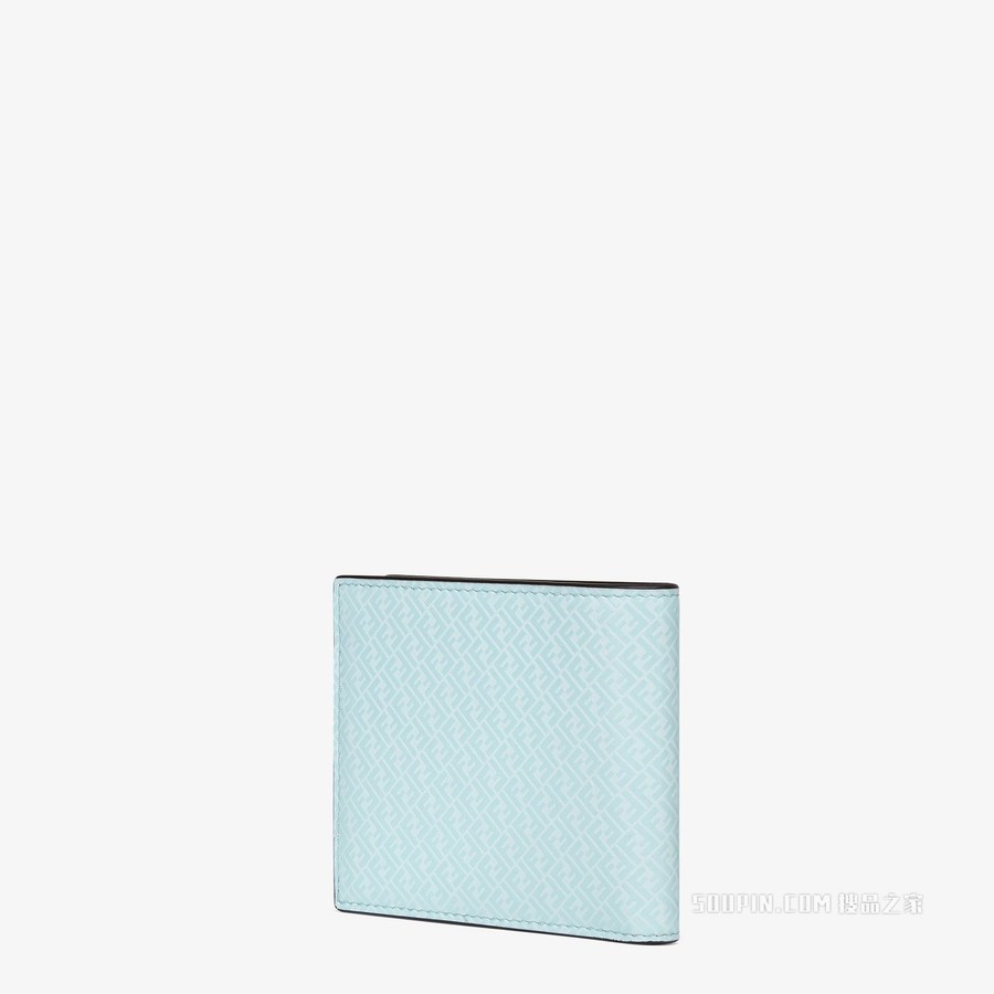 皮夹 浅蓝色皮革双折钱包