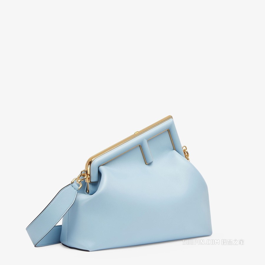 Fendi First中号手袋 浅蓝色皮革手袋