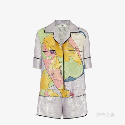 两件套睡衣 拼色缎面两件套睡衣