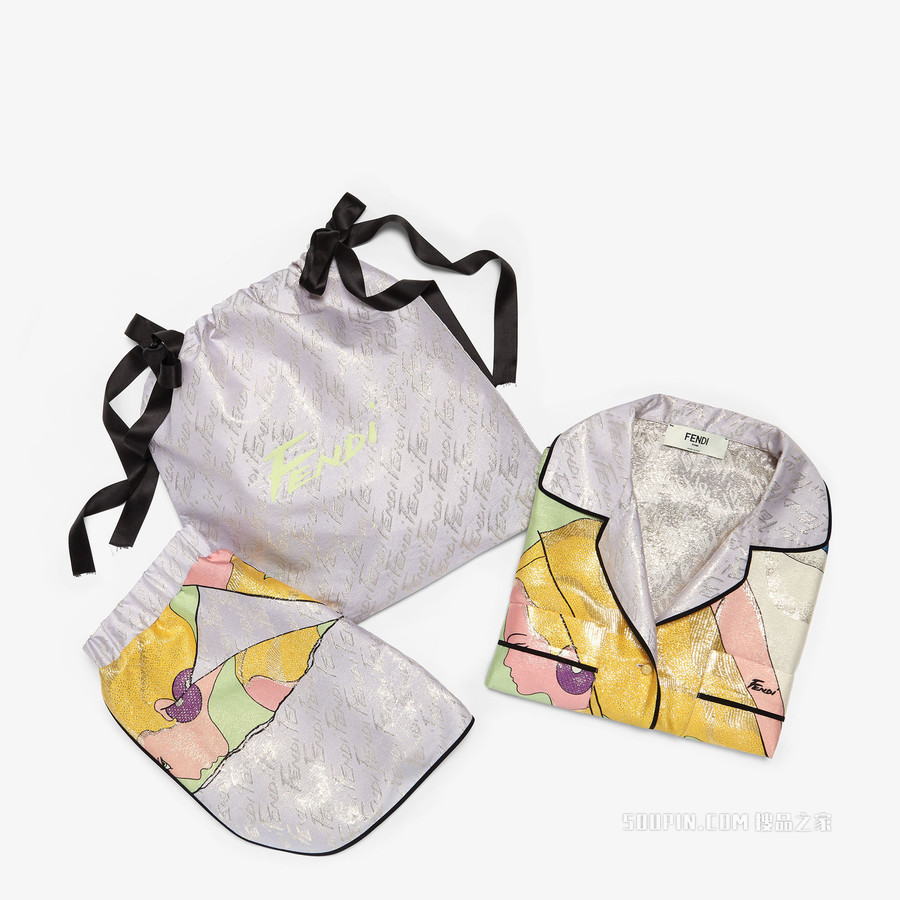 两件套睡衣 拼色缎面两件套睡衣
