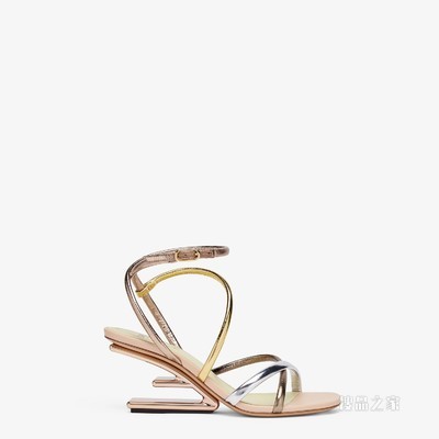 Fendi First 银色纳帕皮中跟凉鞋