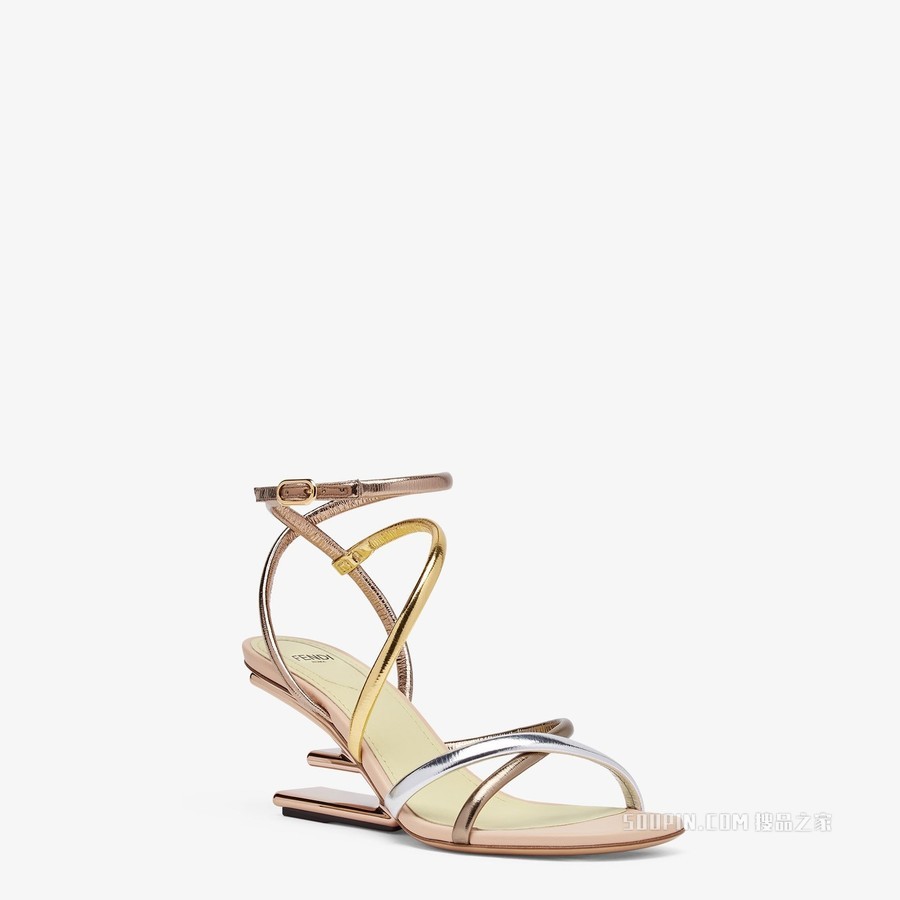 Fendi First 银色纳帕皮中跟凉鞋