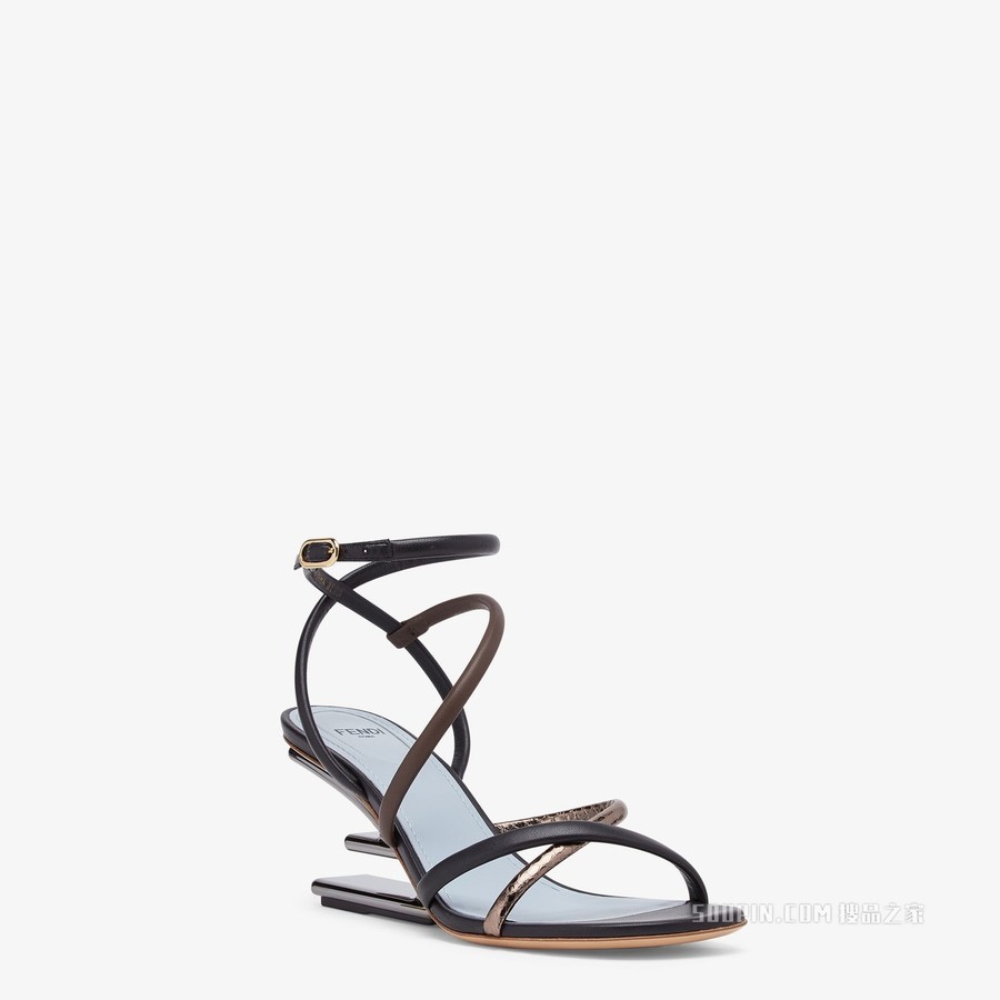 Fendi First 棕色纳帕皮中跟凉鞋