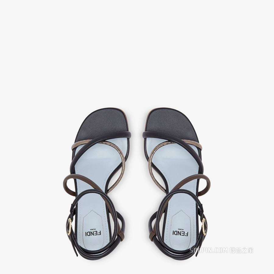 Fendi First 棕色纳帕皮中跟凉鞋
