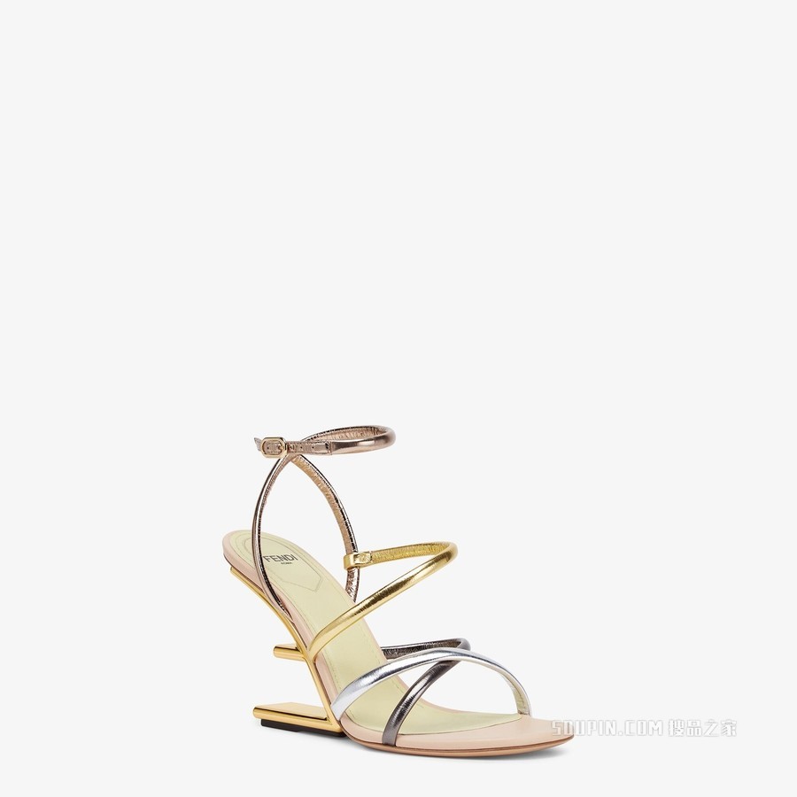 Fendi First 银色纳帕皮高跟凉鞋