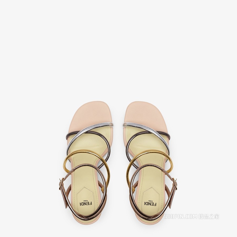 Fendi First 银色纳帕皮高跟凉鞋