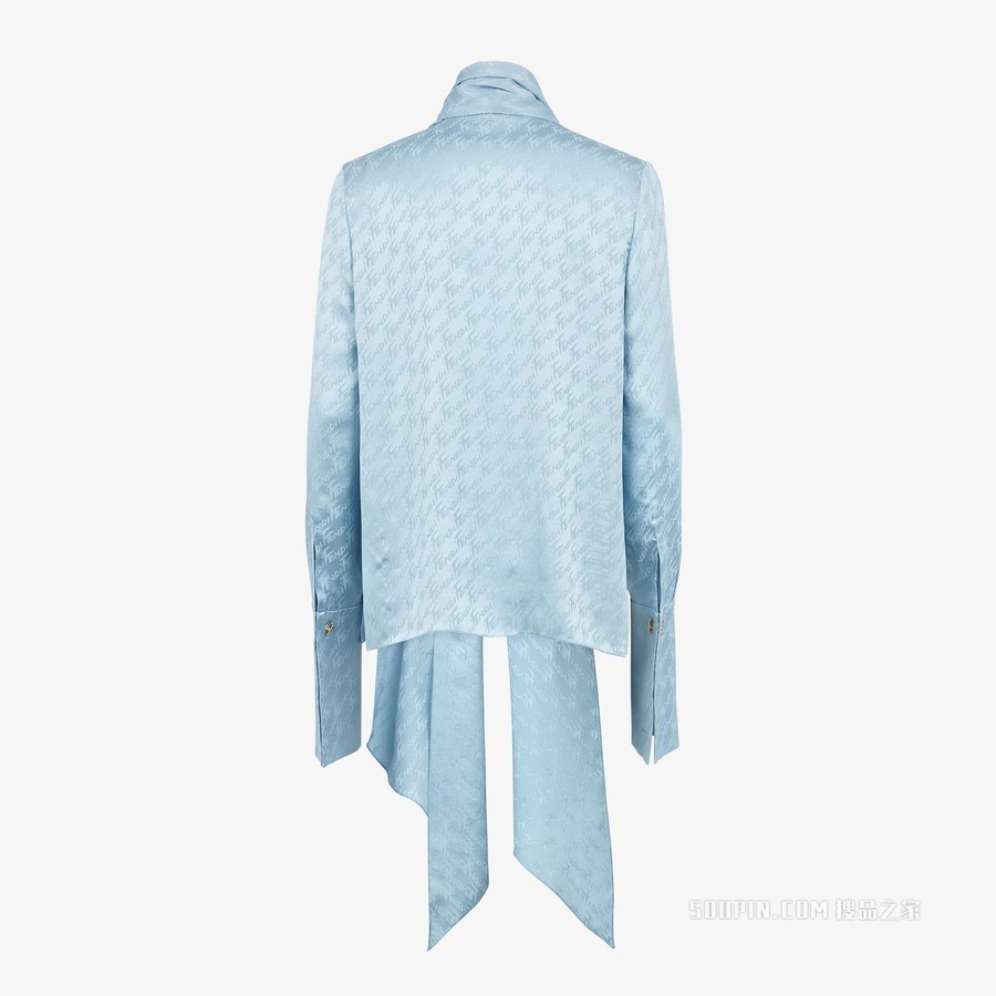 衬衫 浅蓝色缎面衬衫