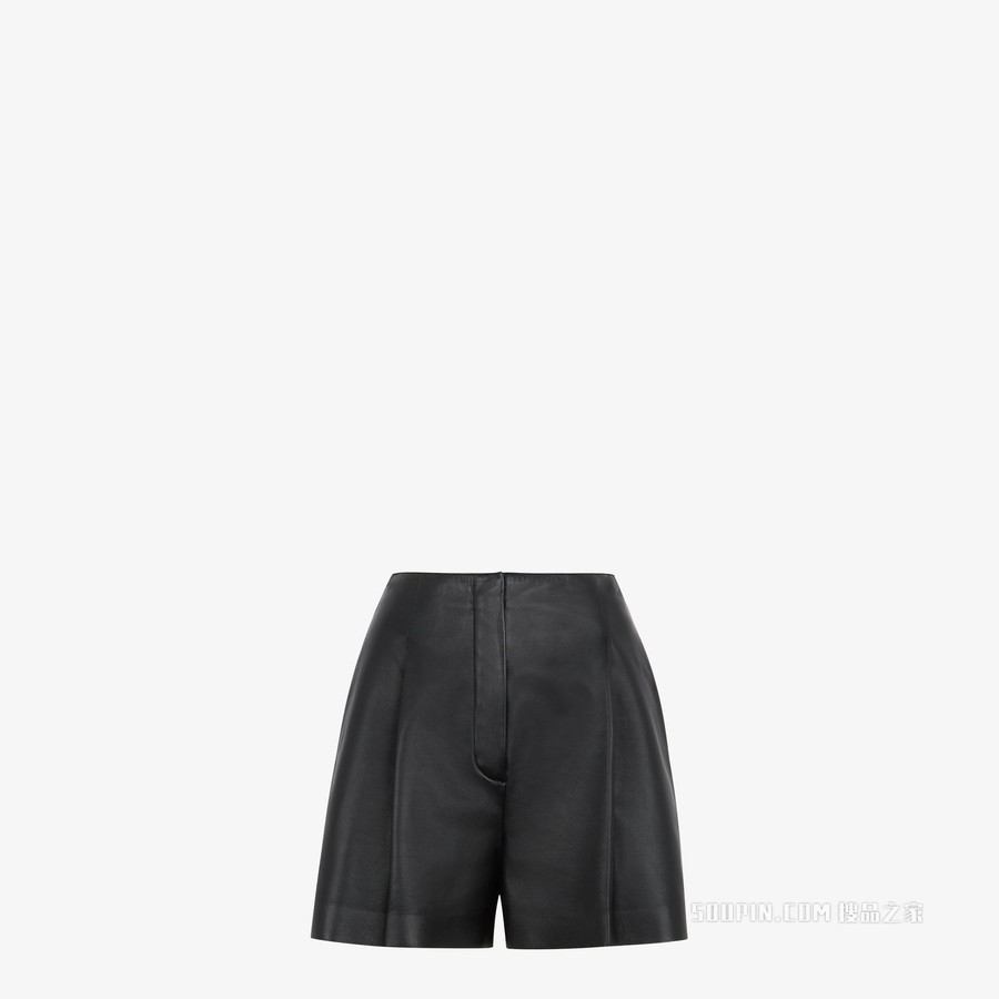 短裤 黑色纳帕皮短裤