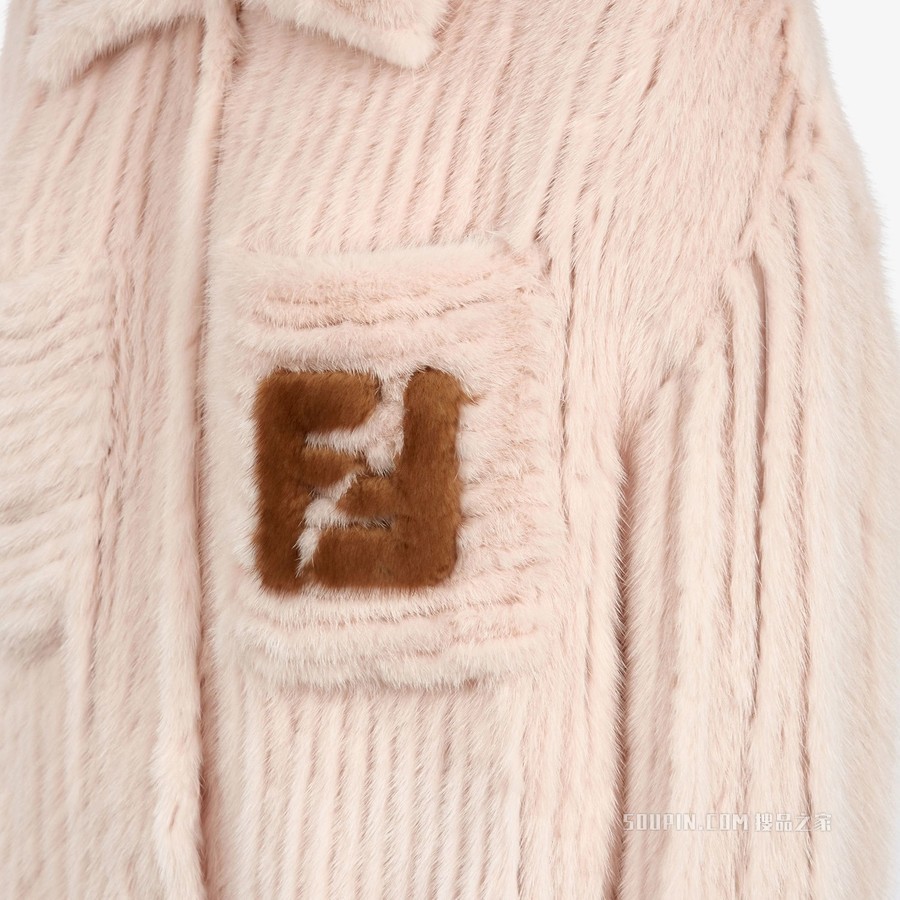 夹克 粉红色貂毛夹克