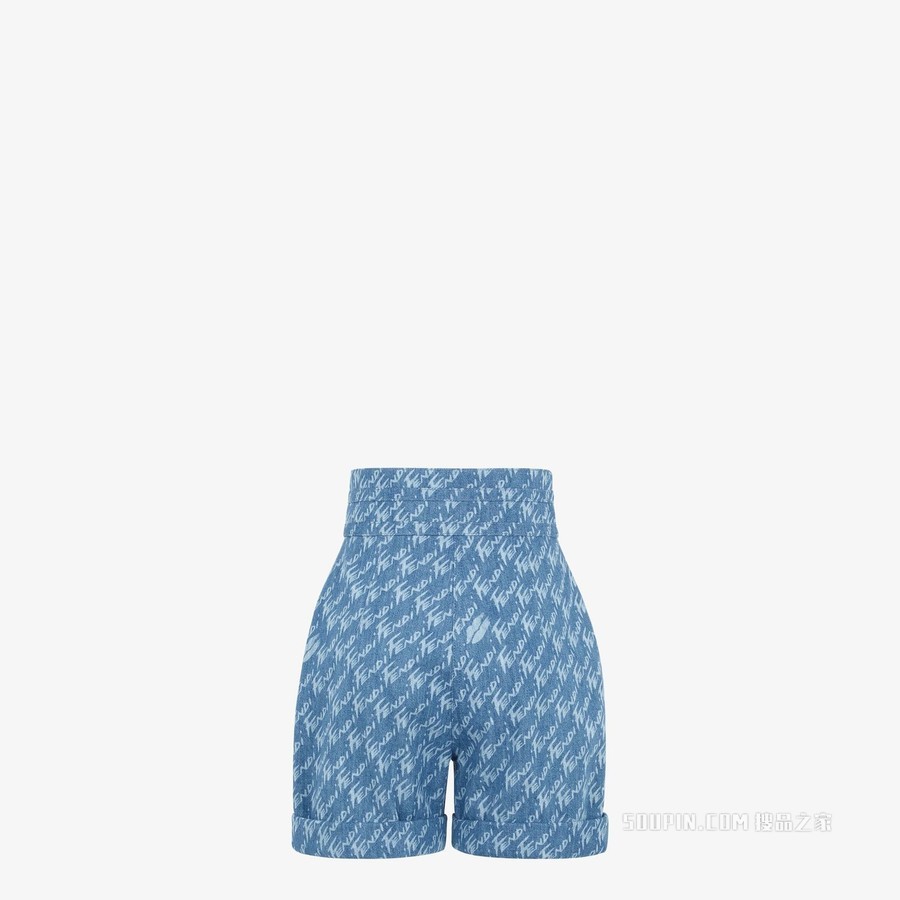 短裤 浅蓝色青年布短裤