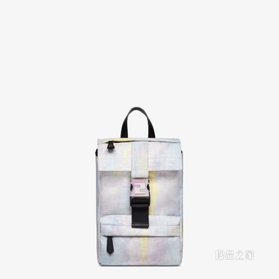 Fendiness小号背包 黄色和浅紫色日落图案提花布料双肩背包