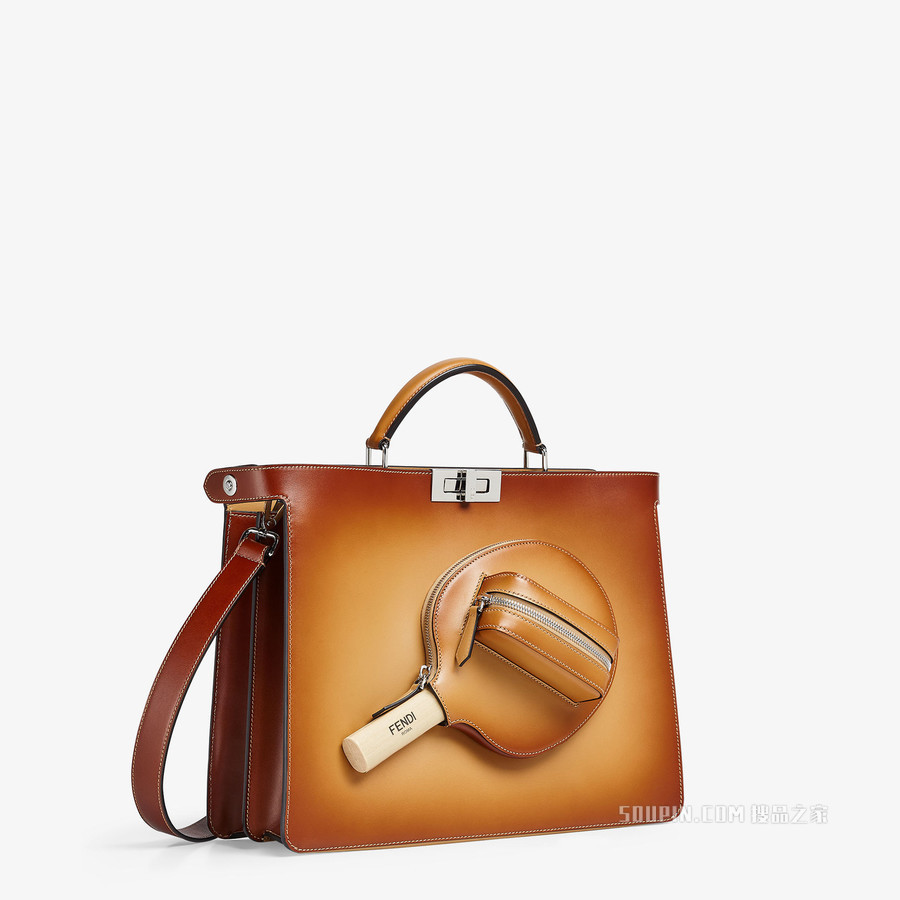 Peekaboo Iseeu中号手袋 米色皮革手袋