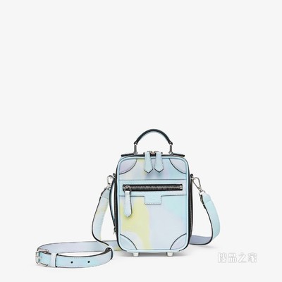 迷你旅行包 日落图案黄色和浅紫色皮革手袋