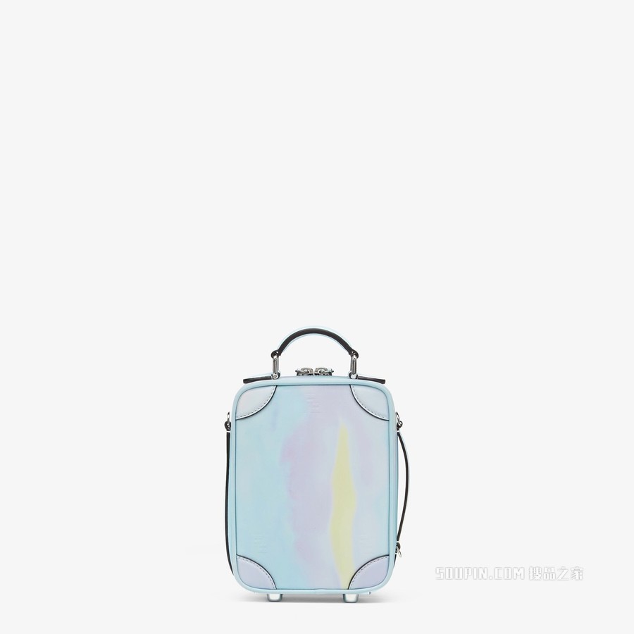 迷你旅行包 日落图案黄色和浅紫色皮革手袋