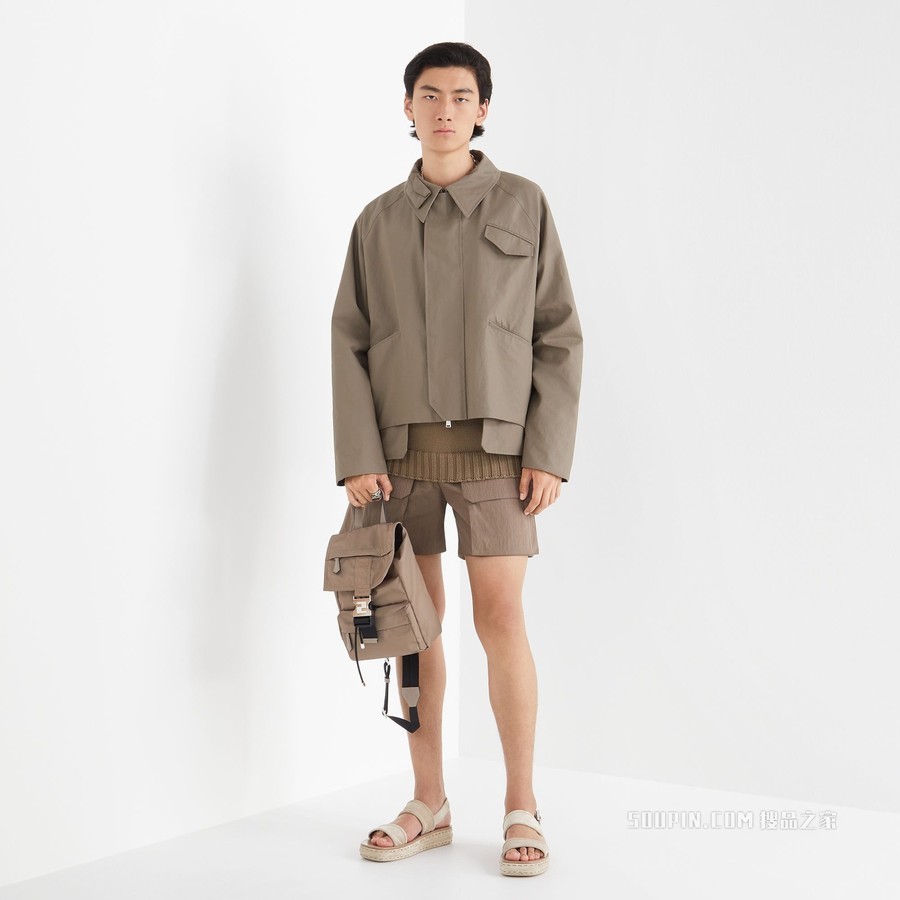 夹克 米色亚麻夹克