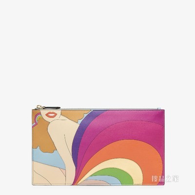 中号手拿包 浅蓝色皮革手拿包