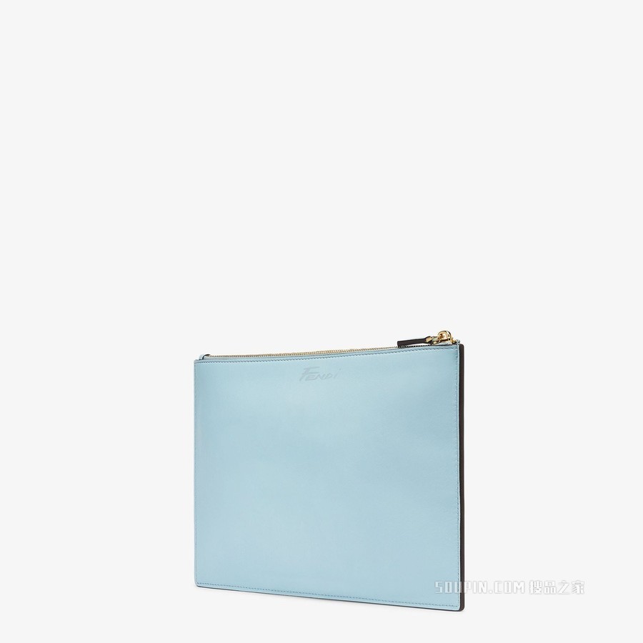 中号手拿包 浅蓝色皮革手拿包