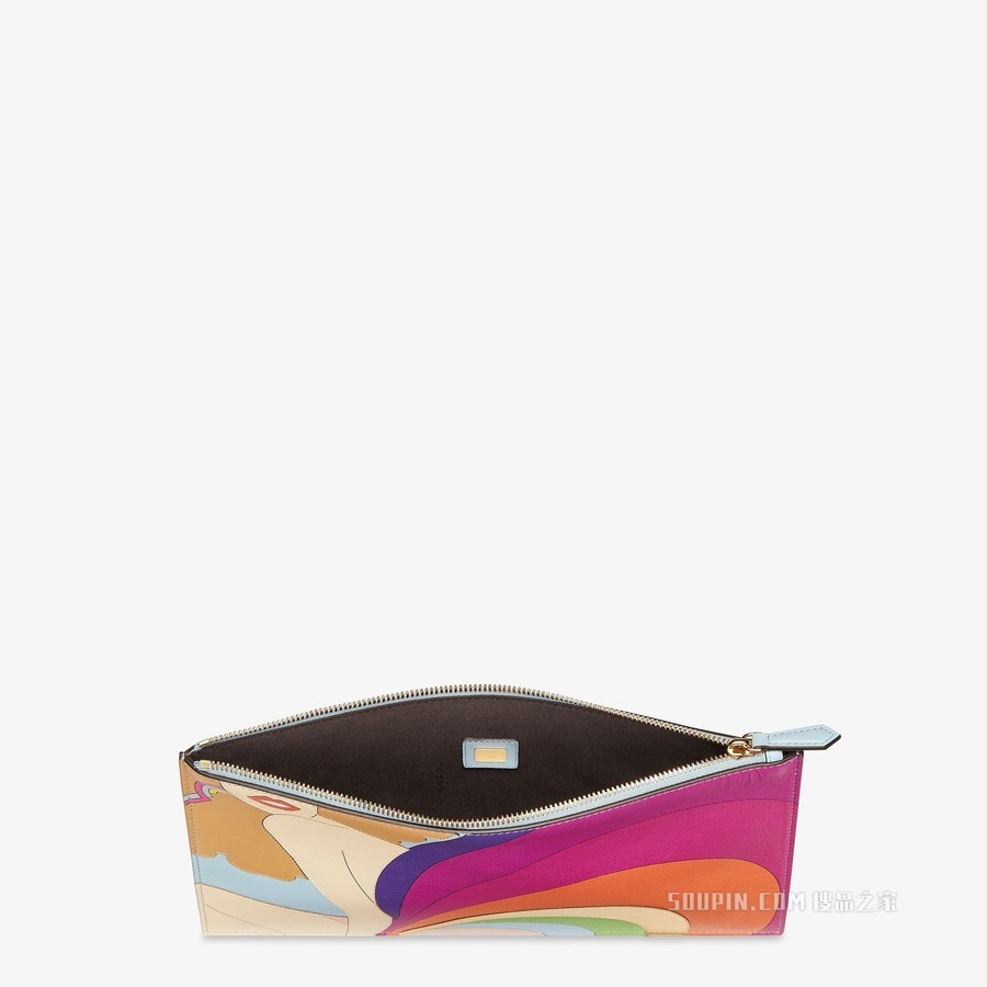 中号手拿包 浅蓝色皮革手拿包