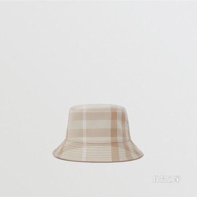 格纹棉质渔夫帽 (柔黄褐色)