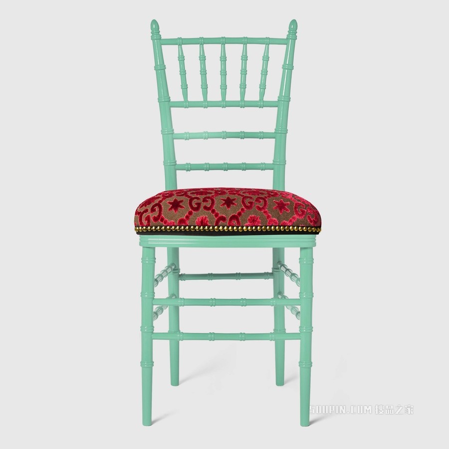 饰 GG 提花 Chiavari 椅子 红色和绿色GG提花