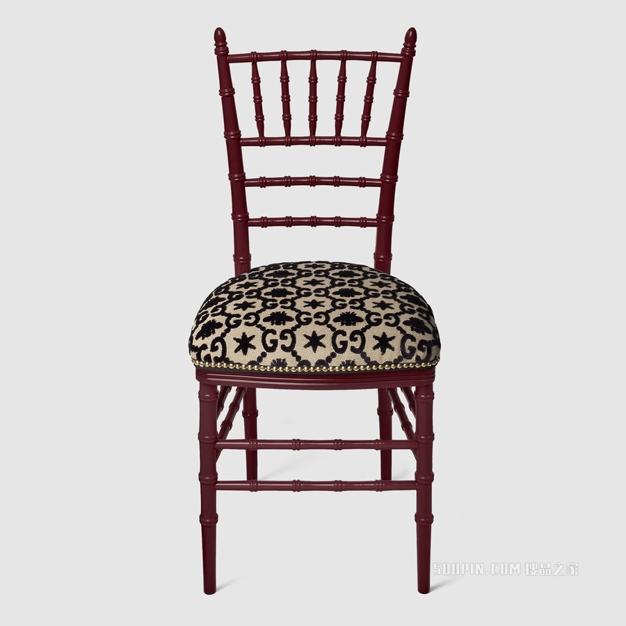 GG提花骑士椅 黑色和米色GG提花