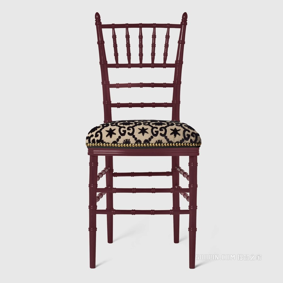 GG提花骑士椅 黑色和米色GG提花