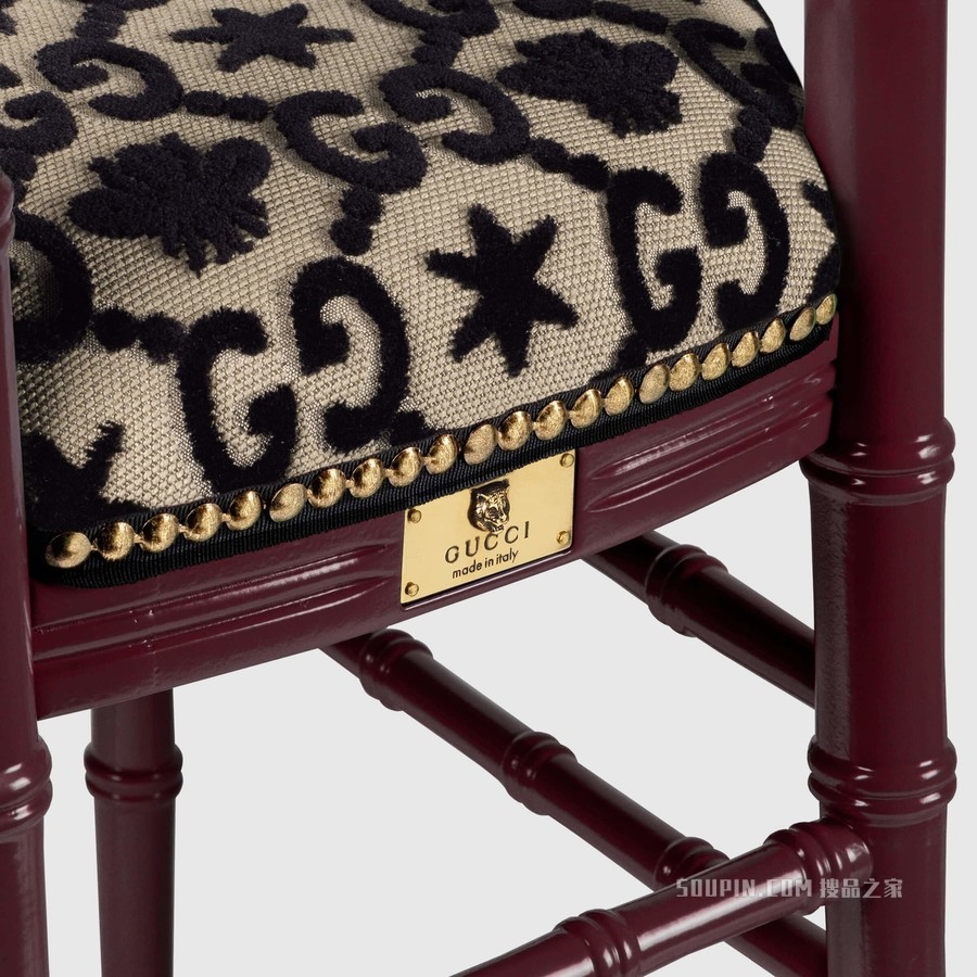 GG提花骑士椅 黑色和米色GG提花