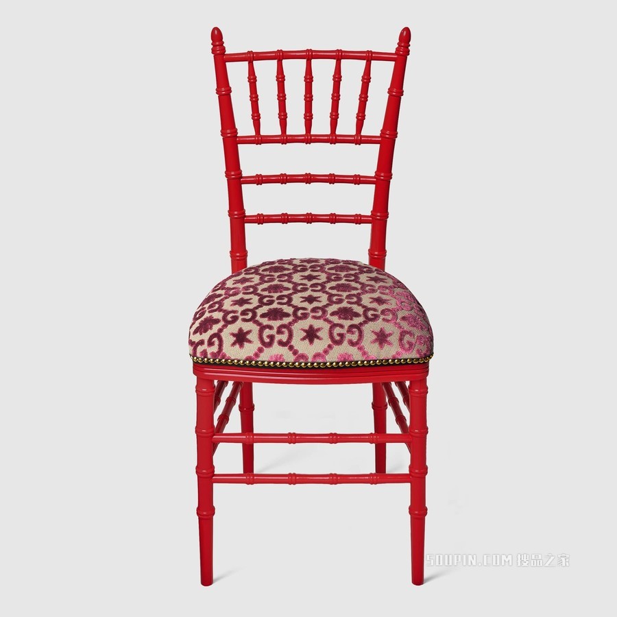 饰 GG 提花 Chiavari 椅子 粉色和米色GG提花