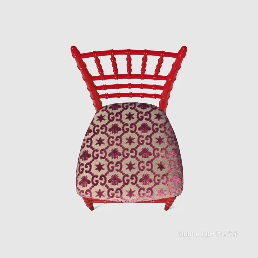 饰 GG 提花 Chiavari 椅子 粉色和米色GG提花