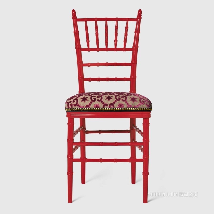 饰 GG 提花 Chiavari 椅子 粉色和米色GG提花