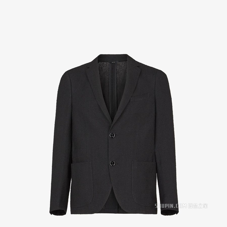 夹克 黑色亚麻和棉质休闲西装