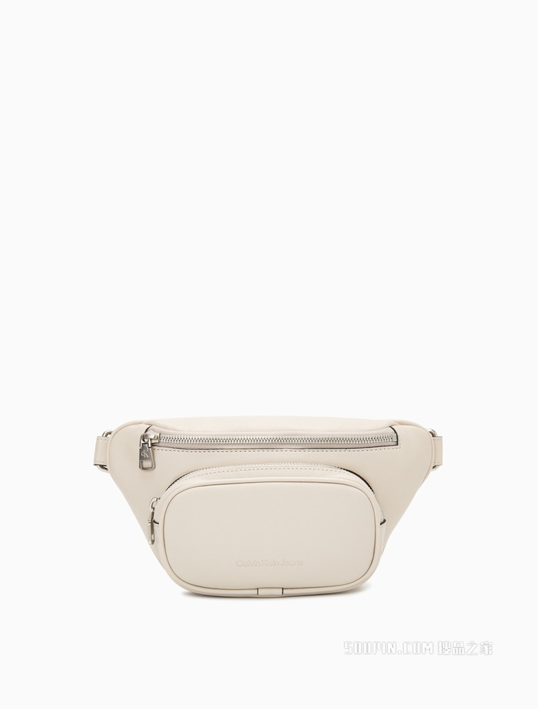 Calvin Klein女包 经典时尚拉链插扣调节LOGO宽肩带斜挎腰包DH3109