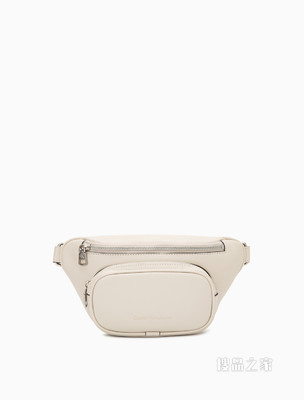 Calvin Klein女包 经典时尚拉链插扣调节LOGO宽肩带斜挎腰包DH3109