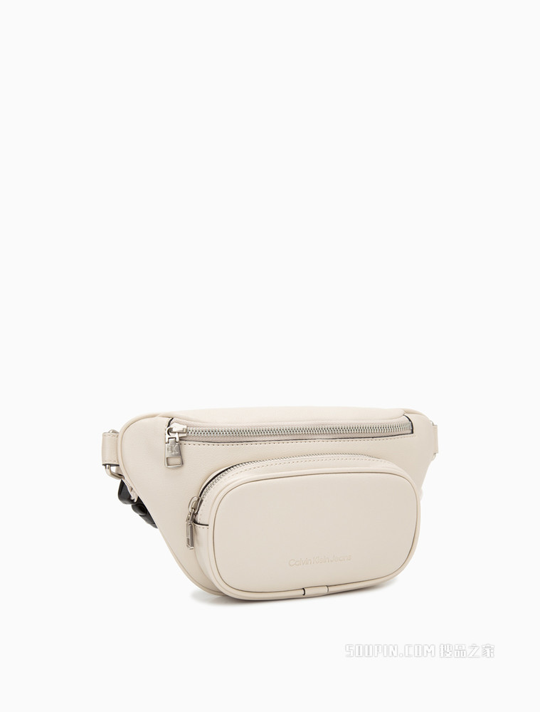 Calvin Klein女包 经典时尚拉链插扣调节LOGO宽肩带斜挎腰包DH3109