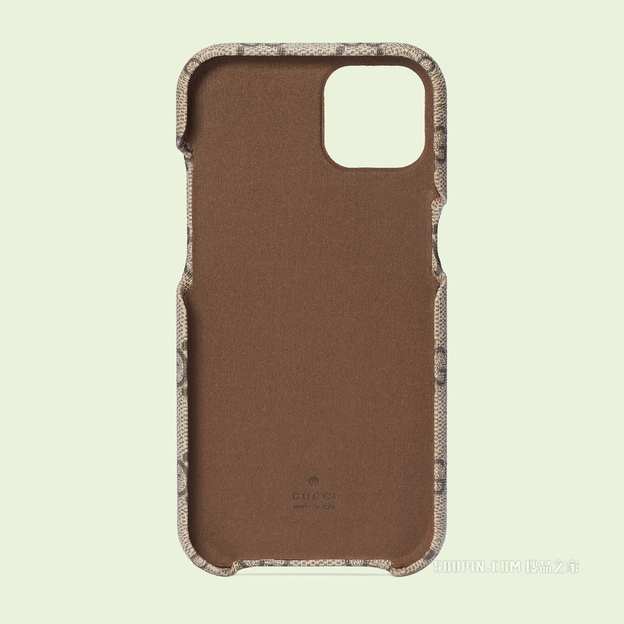 Ophidia系列iPhone 13保护套 米色和乌木色GG Supreme帆布