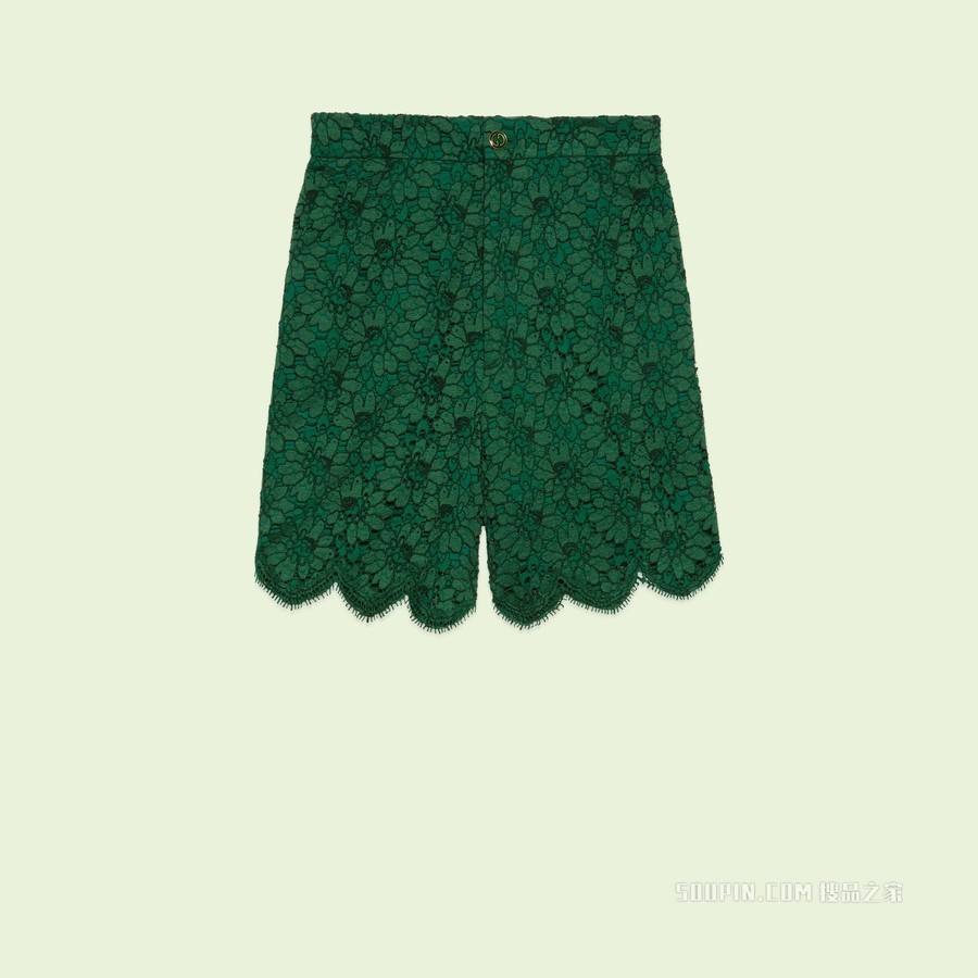 花卉蕾丝短裤 深绿色