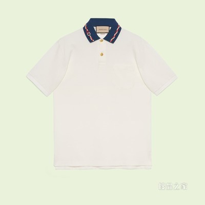 刺绣弹力珠地棉Polo衫 象牙白色