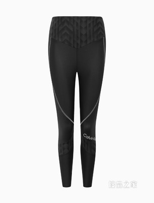 Calvin Klein 女士满印图案拼接反光LOGO跑步健身紧身裤4WS2L621