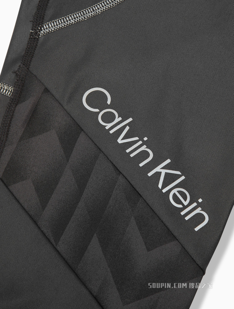 Calvin Klein 女士满印图案拼接反光LOGO跑步健身紧身裤4WS2L621