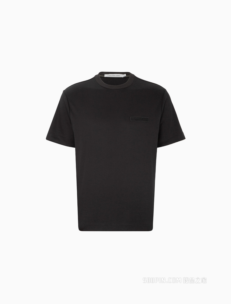 Calvin Klein 男士休闲圆领棉质魔术贴效果LOGO贴片短袖T恤J320581