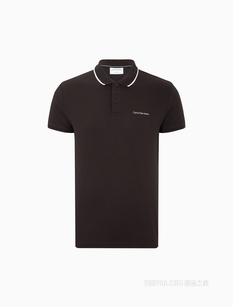 Calvin Klein 男士镶边翻领简约小LOGO短袖POLO衫J319183