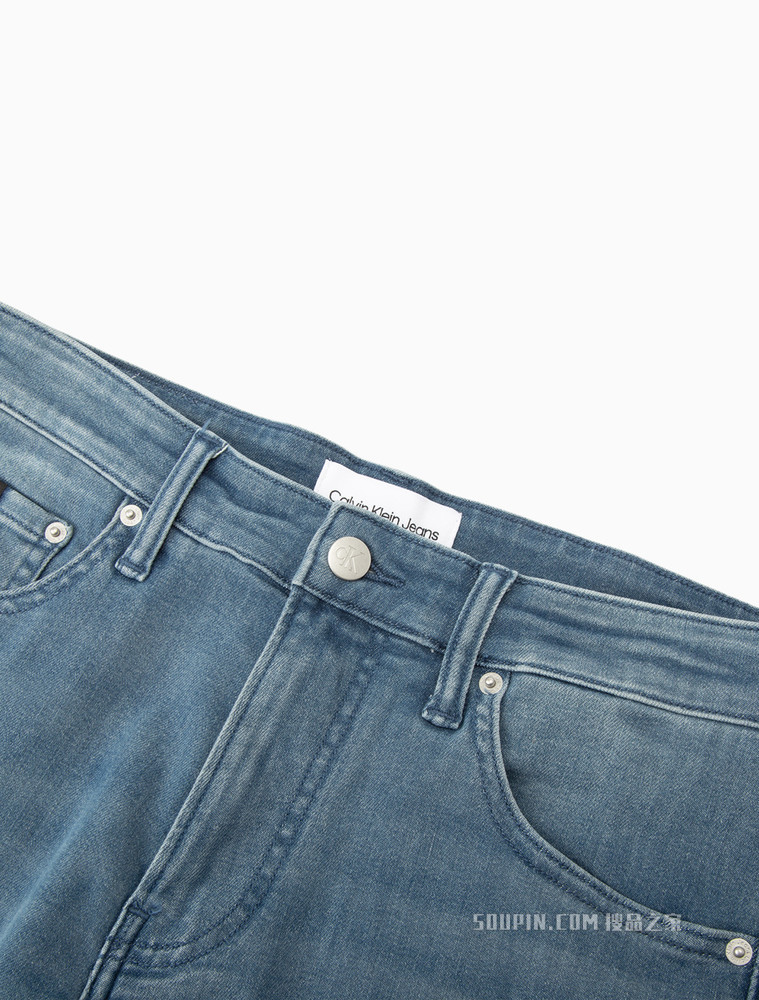Calvin Klein 男士时尚合体LOGO贴片猫须水洗弹力牛仔裤J320646
