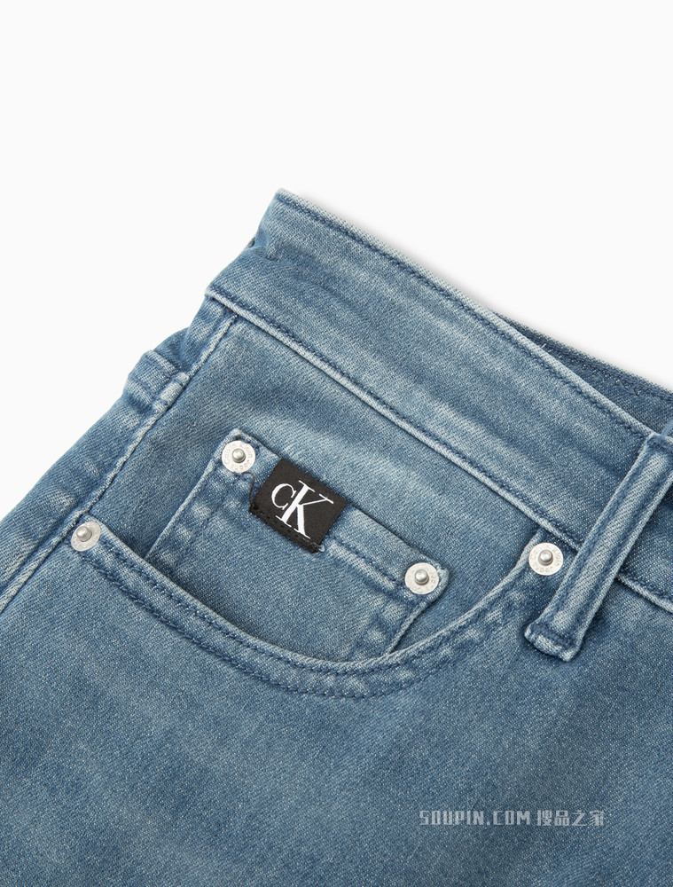 Calvin Klein 男士时尚合体LOGO贴片猫须水洗弹力牛仔裤J320646