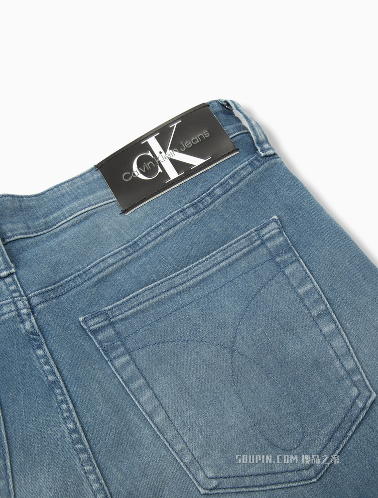 Calvin Klein 男士时尚合体LOGO贴片猫须水洗弹力牛仔裤J320646