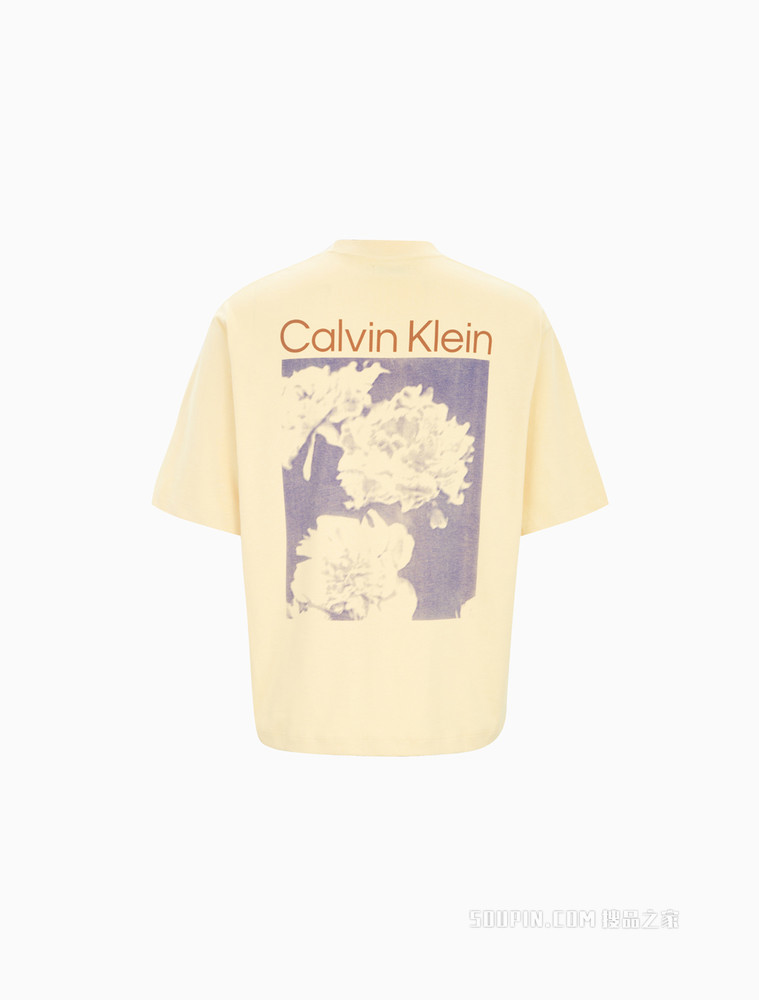 Calvin Klein 男女同款圆领纯棉绘画图案字母印花短袖T恤40641ST