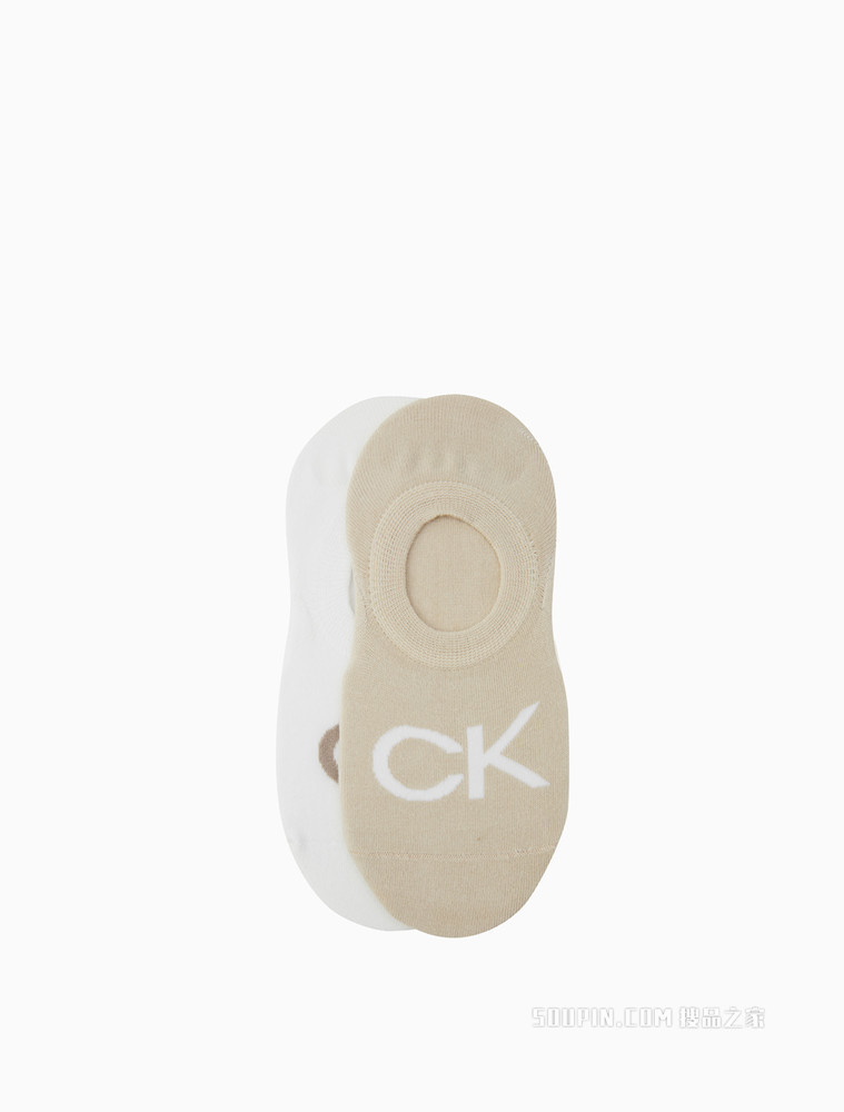 Calvin Klein 女士两双装深口大LOGO提花舒适休闲船袜CKP12842