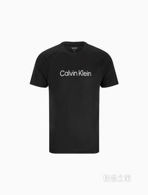 Calvin Klein 男士圆领插肩袖网眼拼接反光LOGO短袖T恤4MS2K109
