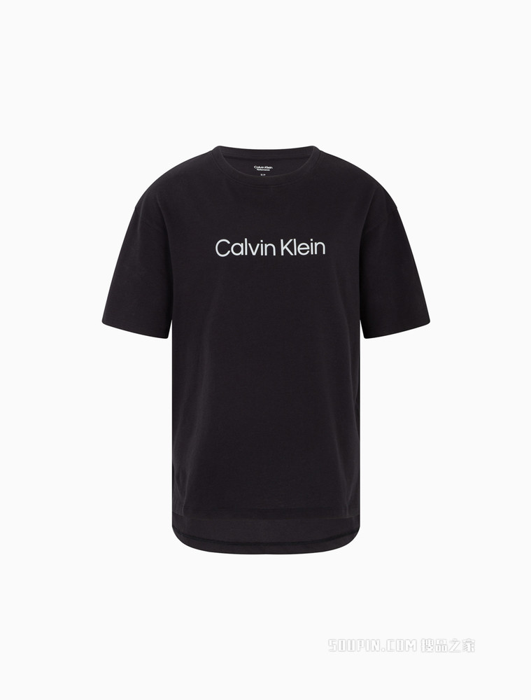 Calvin Klein 女士简约休闲圆领反光LOGO印花短袖T恤4WS2K189